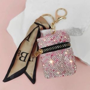 NEW Scarf Pink Bling EarPods Case Bag Charm Keychain